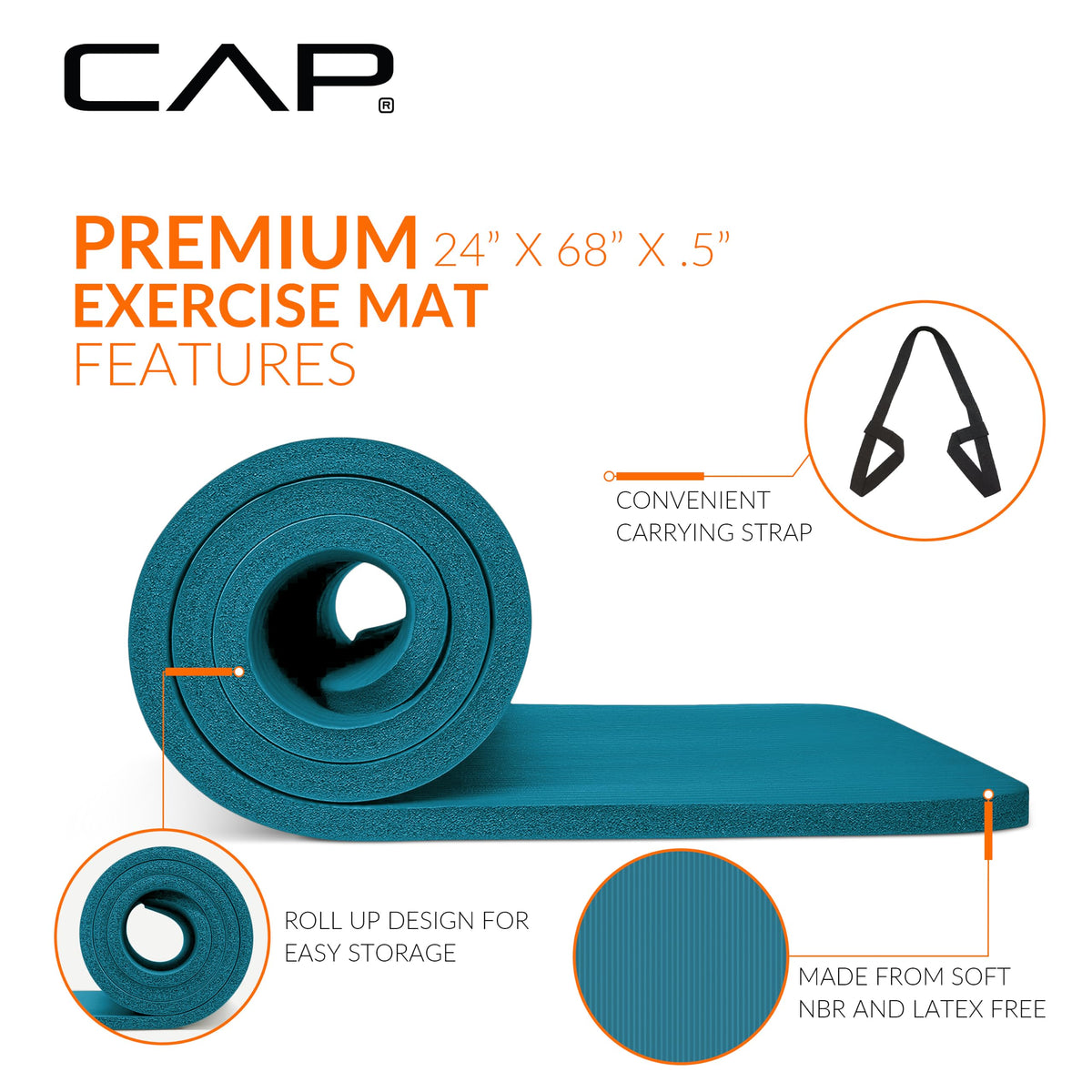 1 2" Thick Yoga Mat (Teal / Yoga Mat)