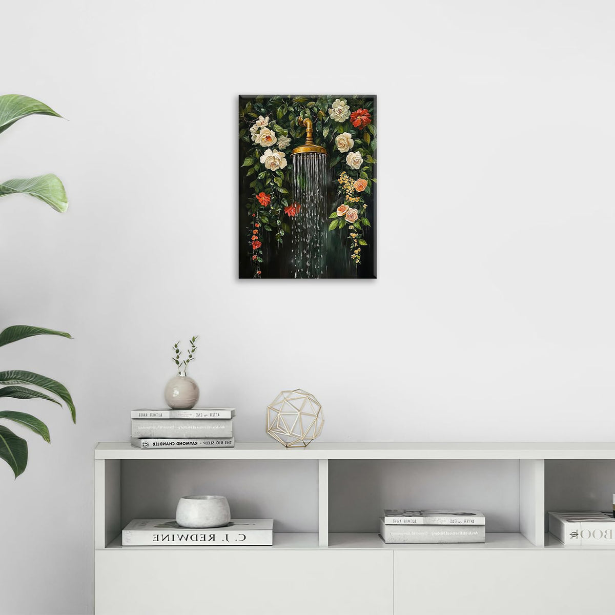 Floral Shower Wall Art (Shower Head / 12L" x 16W")