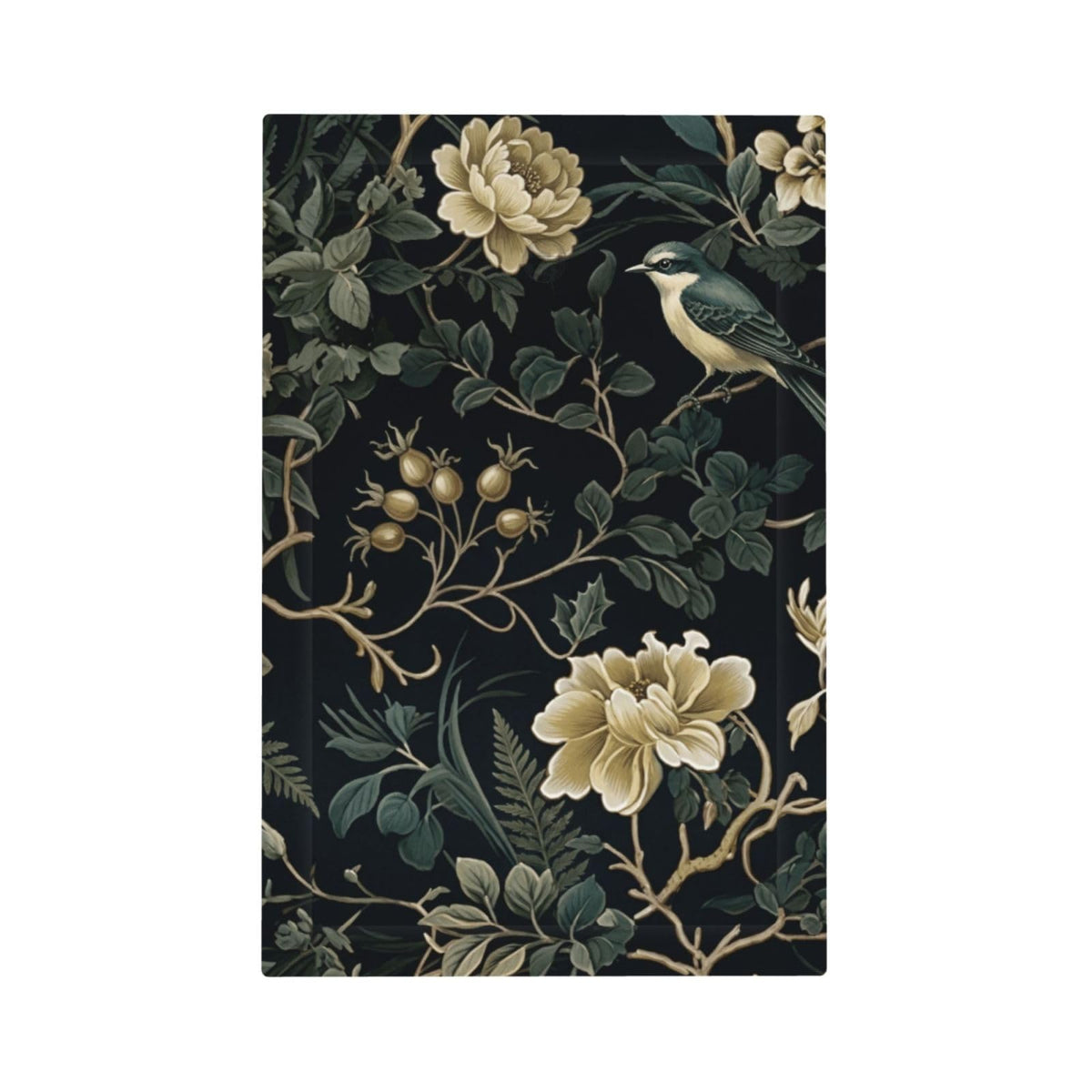 Decorative Boho Floral Leaves Bird 1 (Spring Black Boho Floral Leaf / 1-Gang Blank)