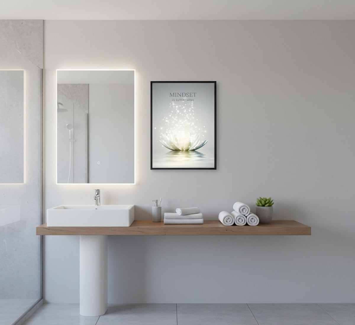 Framed Lotus Wall Art (lotus / 24"L x 16"W)