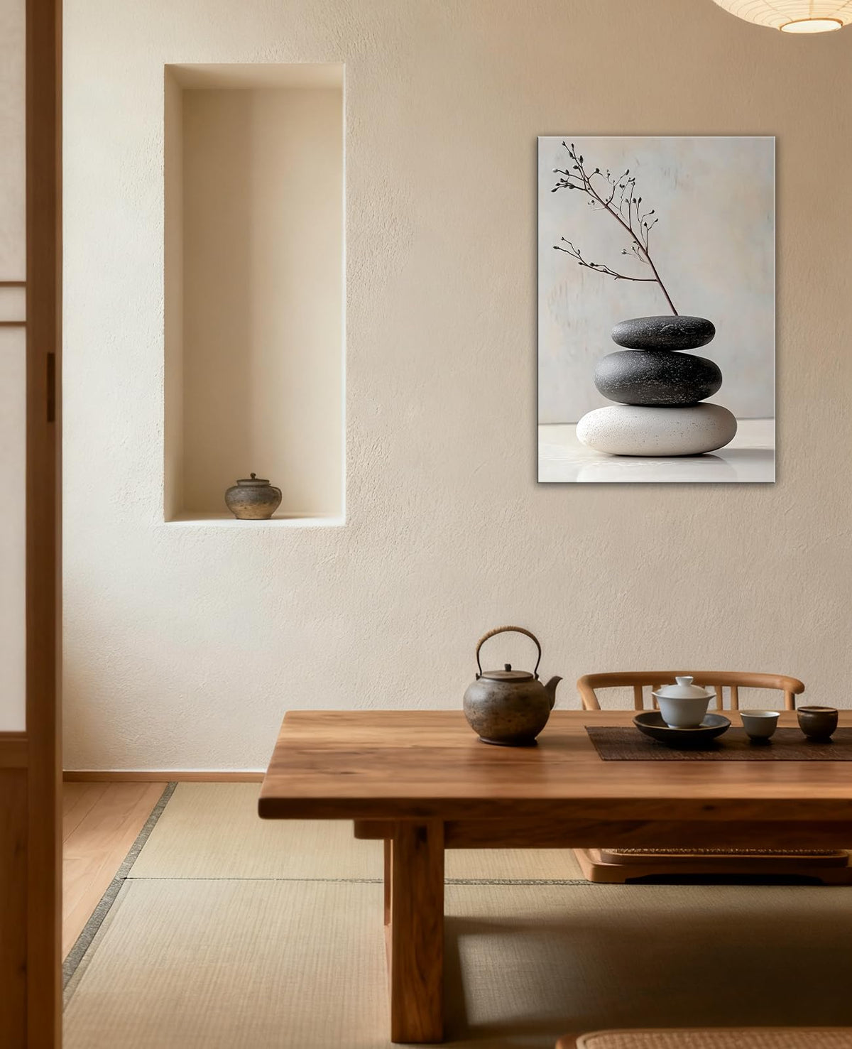 Zen Canvas Wall Art Balanced Spa Stone Pictures Minimalist Artwork Nature Inspired Painting Zen Meditation Calming Home Decor for Living Room Bedroom (Artwork-1 / 42"L x 28"W)
