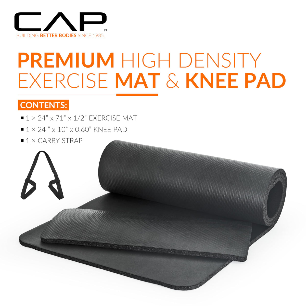 1 2" Thick Yoga Mat (Black / Yoga Mat w/Knee Pad)