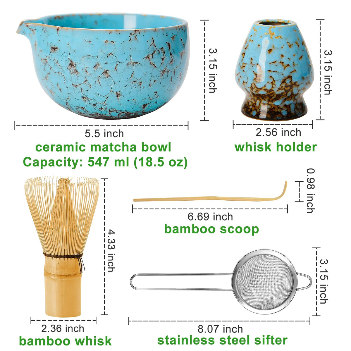 Matcha Bowl and Whisk Set (Matcha Set-Blue)