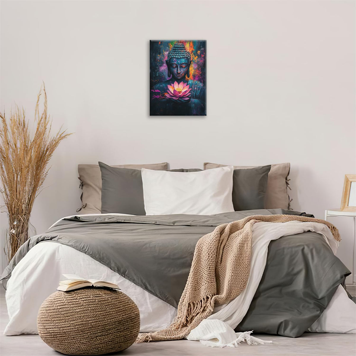Zen Wall Art Buddha Pictures Wall Decor (Buddha Lotus / 12L" x 16W")