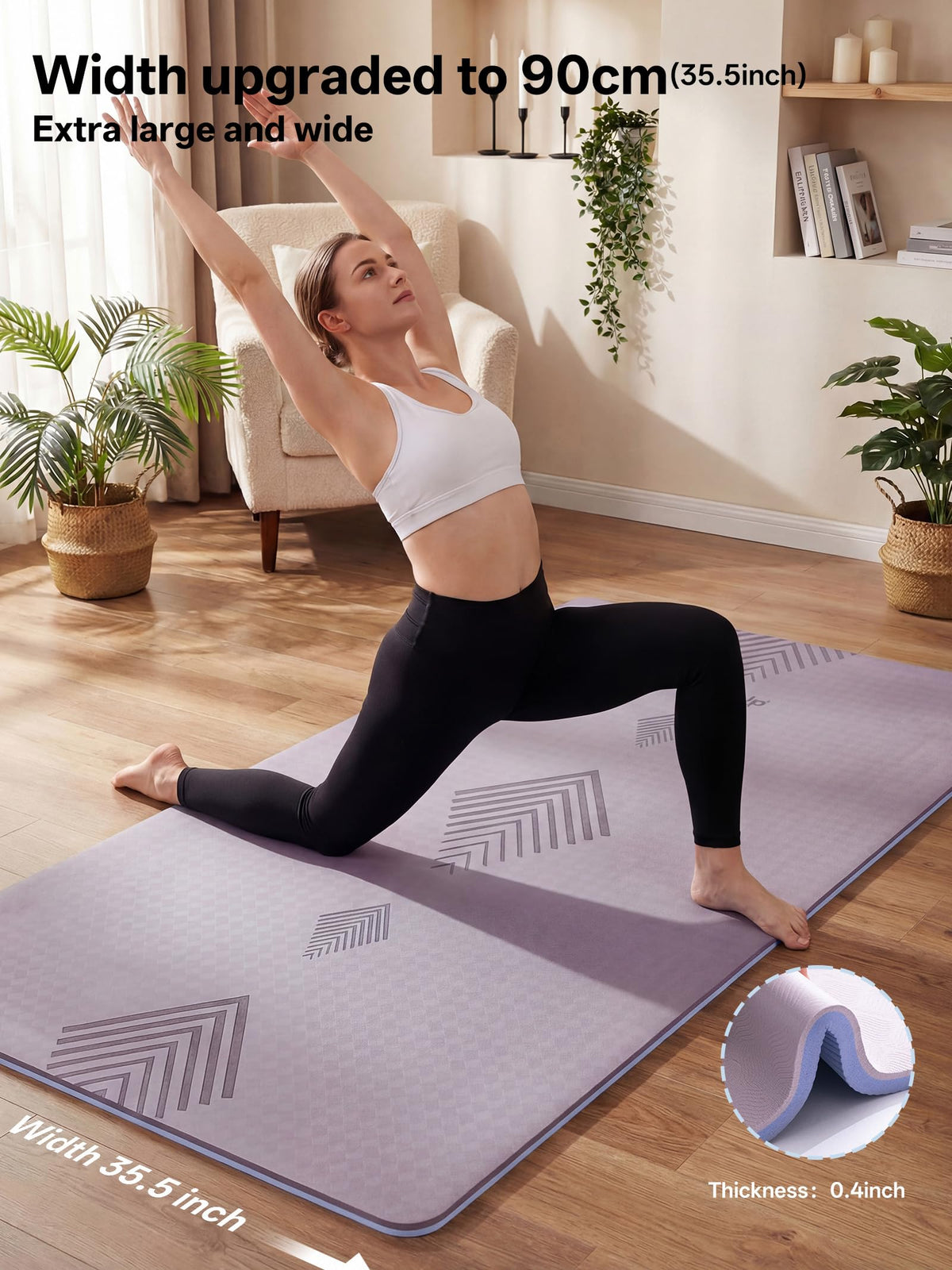 Large Yoga Mat 73x35.5x0.4" (Dusty Purple)