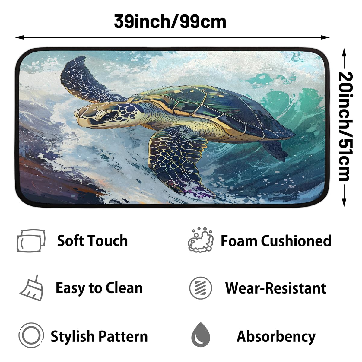 Sea Turtle Kitchen Rug Non (Color43)
