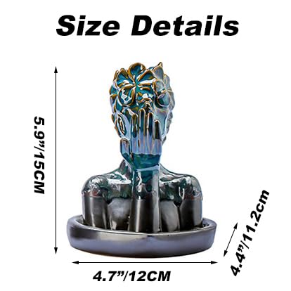 Flower Masked Half Face of Women Statue Backflow Incense Holder (Women a)