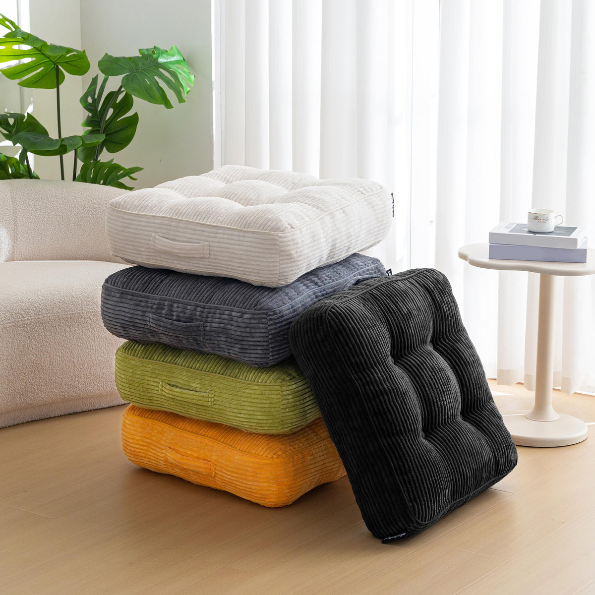 6" Extra Thick Floor Pillow Cushion for Adults (Square Black / 6" Thick(Pack of 1))