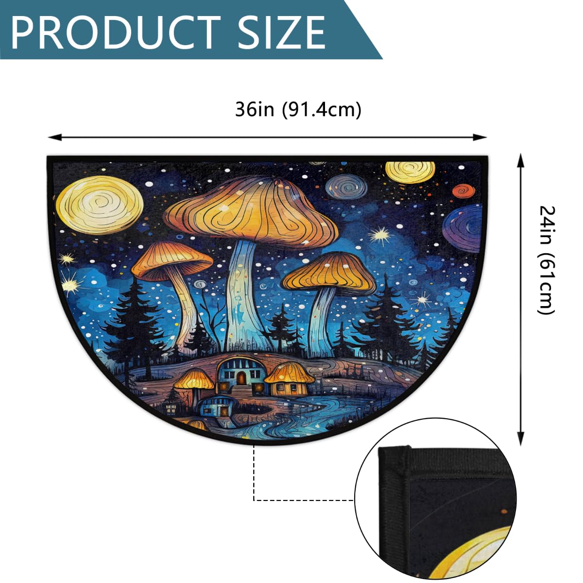 Mushroom Sky Half Round Door Mat Non (A:a-3)