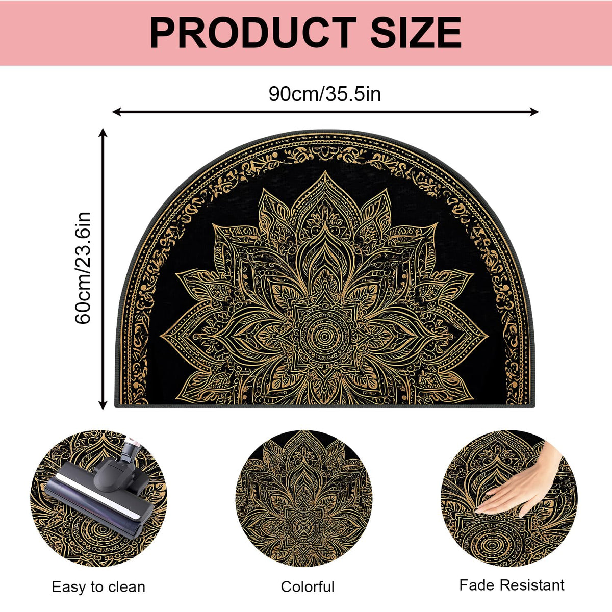 Semicircular Entrance Door Mat 24" x 36" (#36 / 2' x 3' (Semicircular))