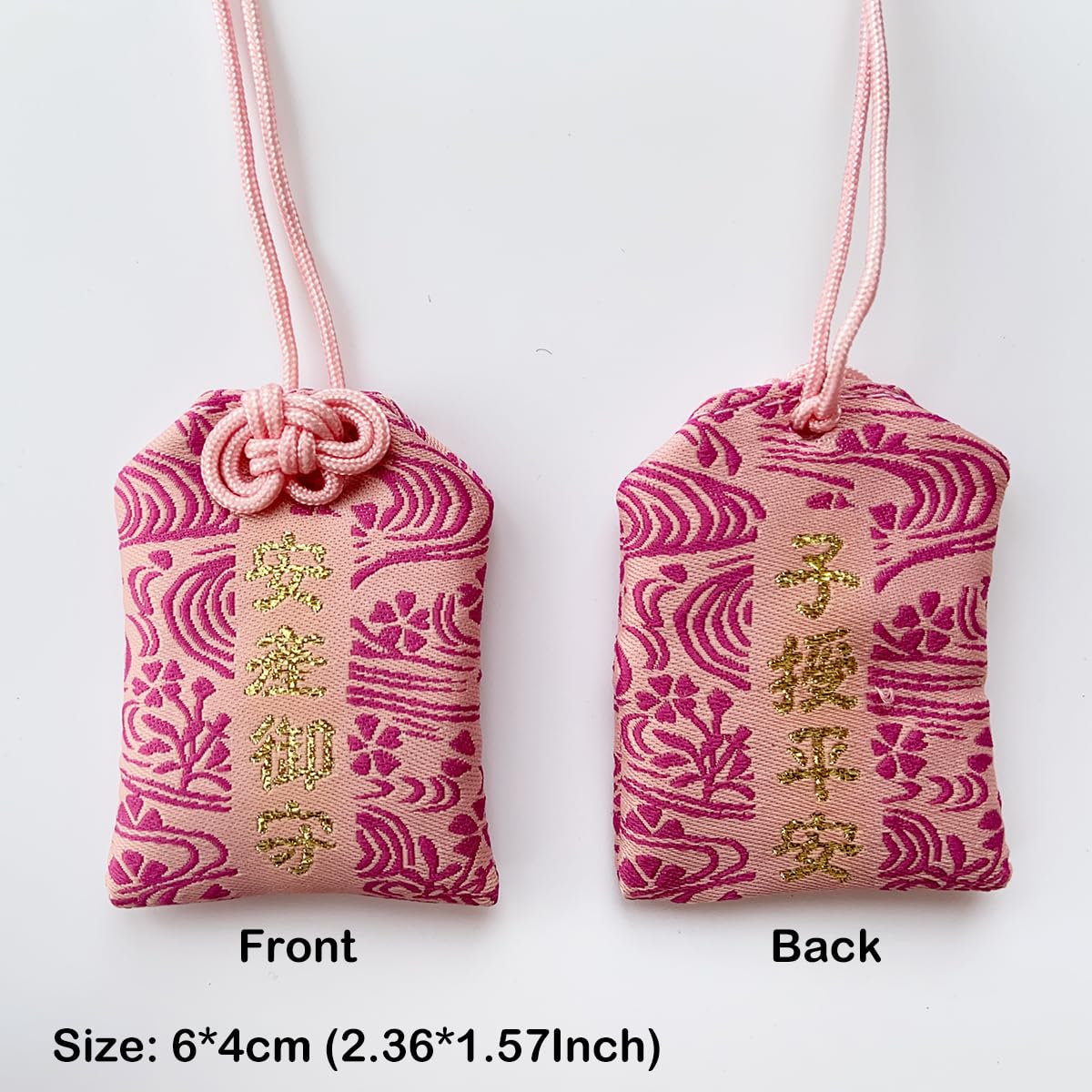 Handmade Traditional Japanese Omamori Blessing Lucky Amulet for Pregnancy Safety Hanging Fortune Bag Gifts for Women Men (Pink-pregnancy Safety)
