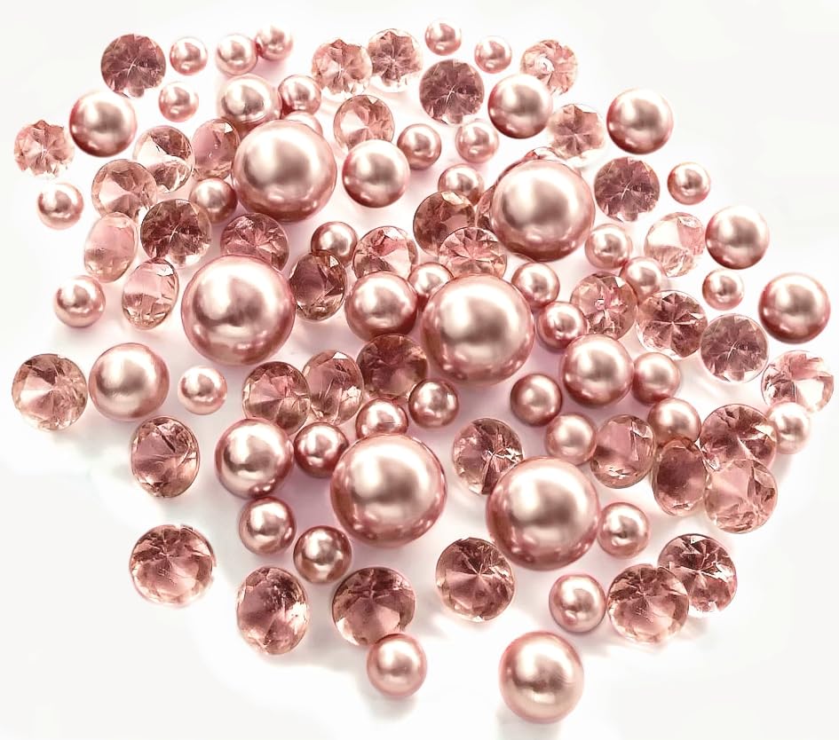 200 Floating Rose Gold Pearls (Rose Gold / 200 Pearls & Gems+LightsWarmWhite)