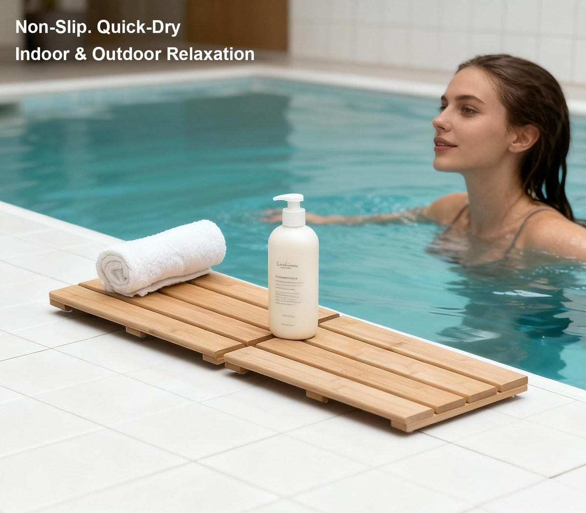 Small Bamboo Bath Mat (Clear / 15.8" x 10.2" (Rectangular))