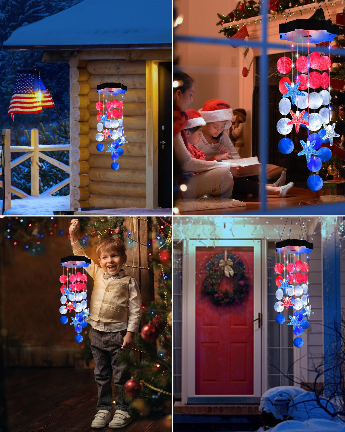 Solar Decorative Lights Outdoor (Red&white&blue)