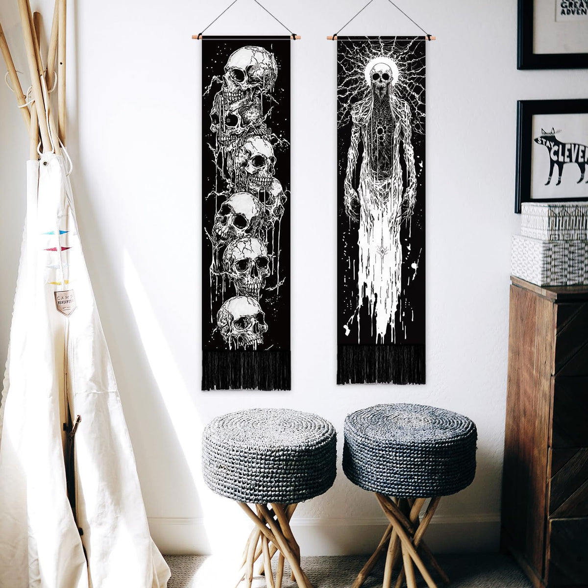 2 Pack Skeleton Vertical Tapestry (black,white)