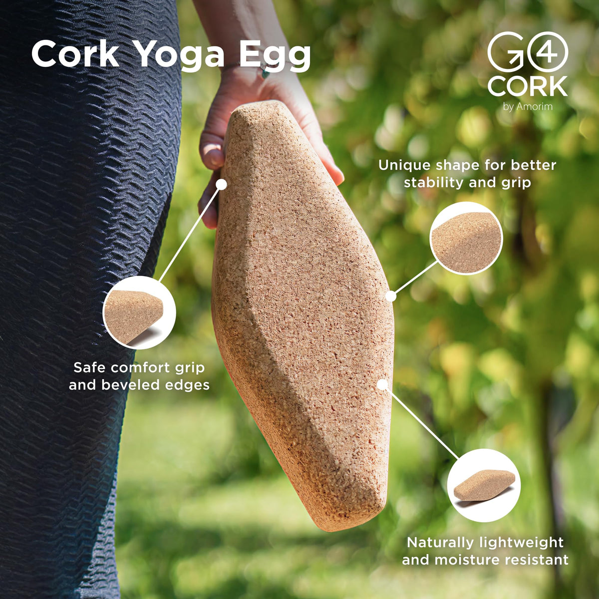 Oval Cork Yoga Egg Block (11 x 4 x 3")