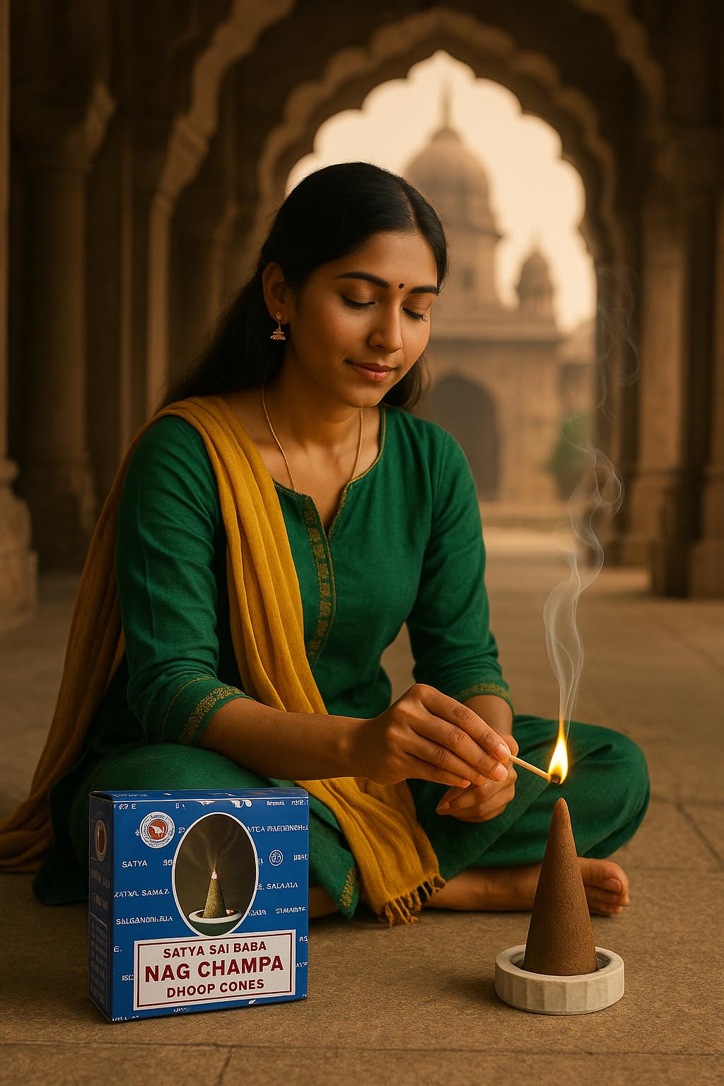 Sai Baba Nag Champa dhoop Cones incienso 6 Pack (1 / Nag Champa)
