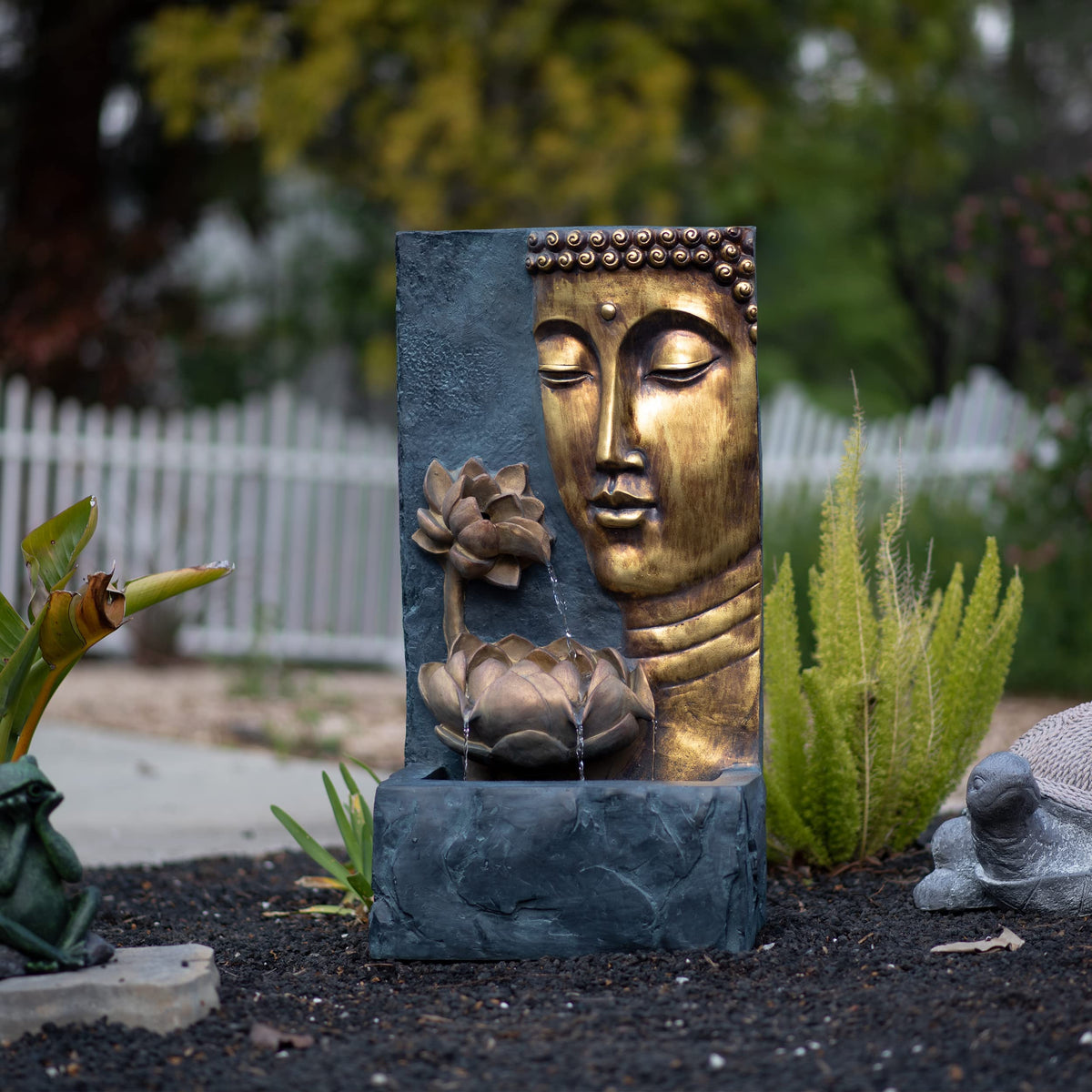 30" H Zen Buddha Face Water Fountain w