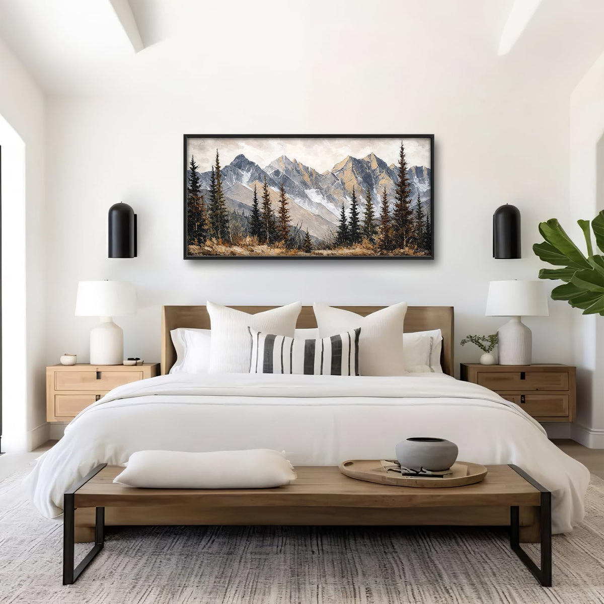 Mountain Wall Decor Large Canvas Wall Art for Living Room Big Forest Landscapes Pictures Painting Artwork Nature Framed Decoration for Living Room Bedroom Office Gifts 60"x30" (Mountain / 60"L x 30"W)