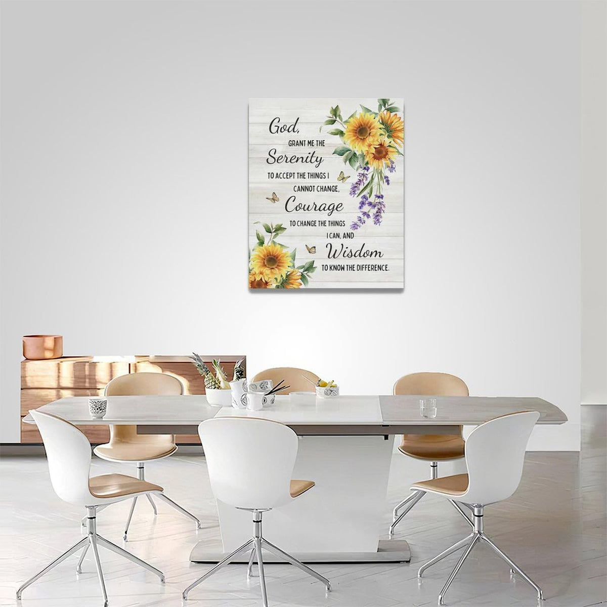 Serenity Prayer Wall Decor Christian Religious Sunflower Pictures Inspirational Bible Verses Scripture Canvas Wall Art God Painting Home Modern Artwork Framed for Living Room Bedroom Office 16x20inch (20"L x 16"W / Serenity Prayer)