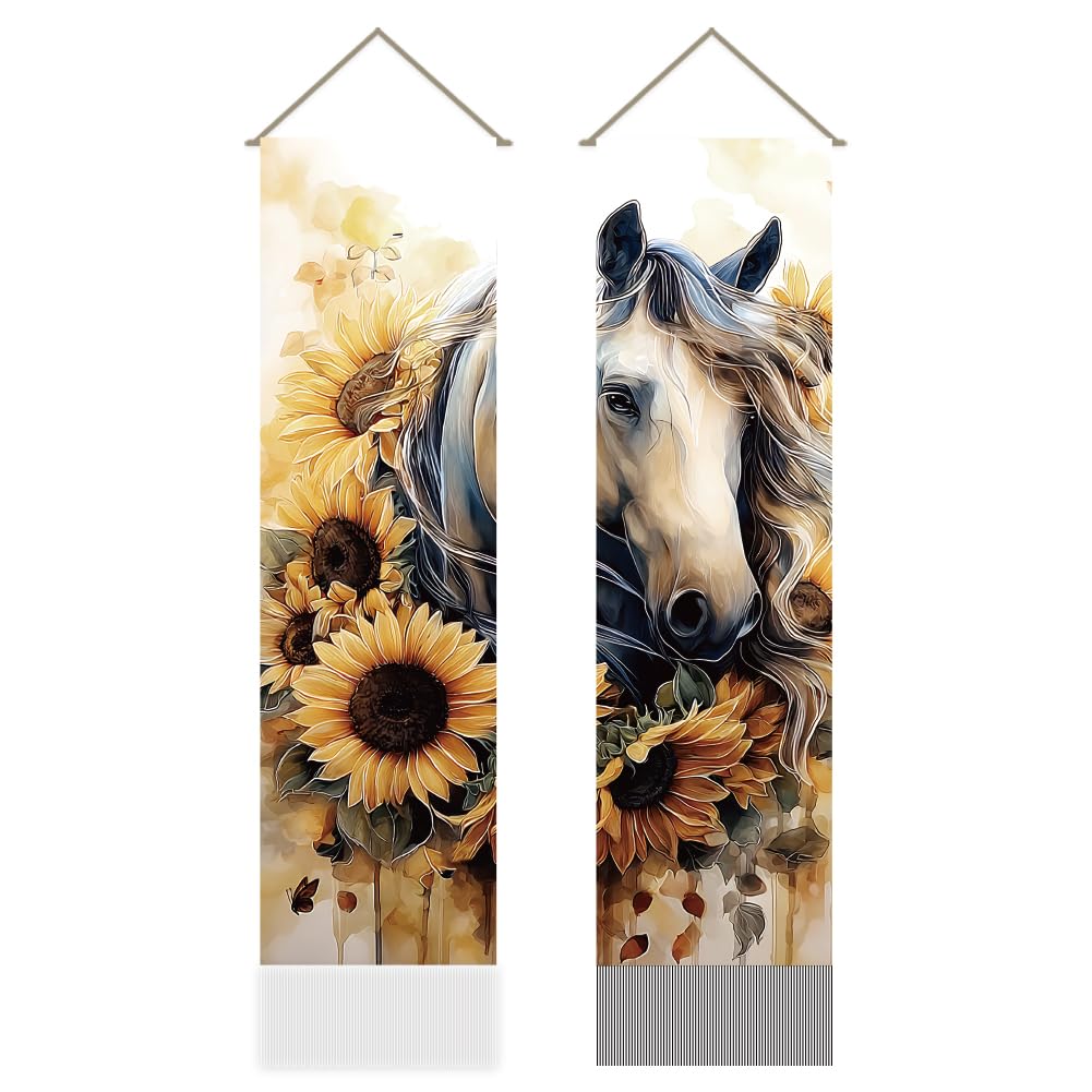 2Pcs Horse Tapestry (Yellow-sunflower and horse)