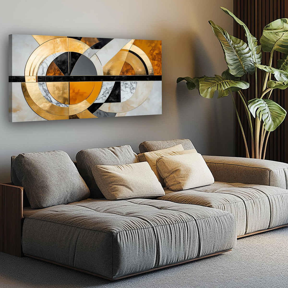 Geometric Abstract Pictures Canvas Wall Art for Living Room Bedroom Wall Decor Modern Painting Simple Themed Home Decor Artwork Wooden Inner Frame 20x40 Inches (40"L x 20"W / Yellow geometric abstraction)
