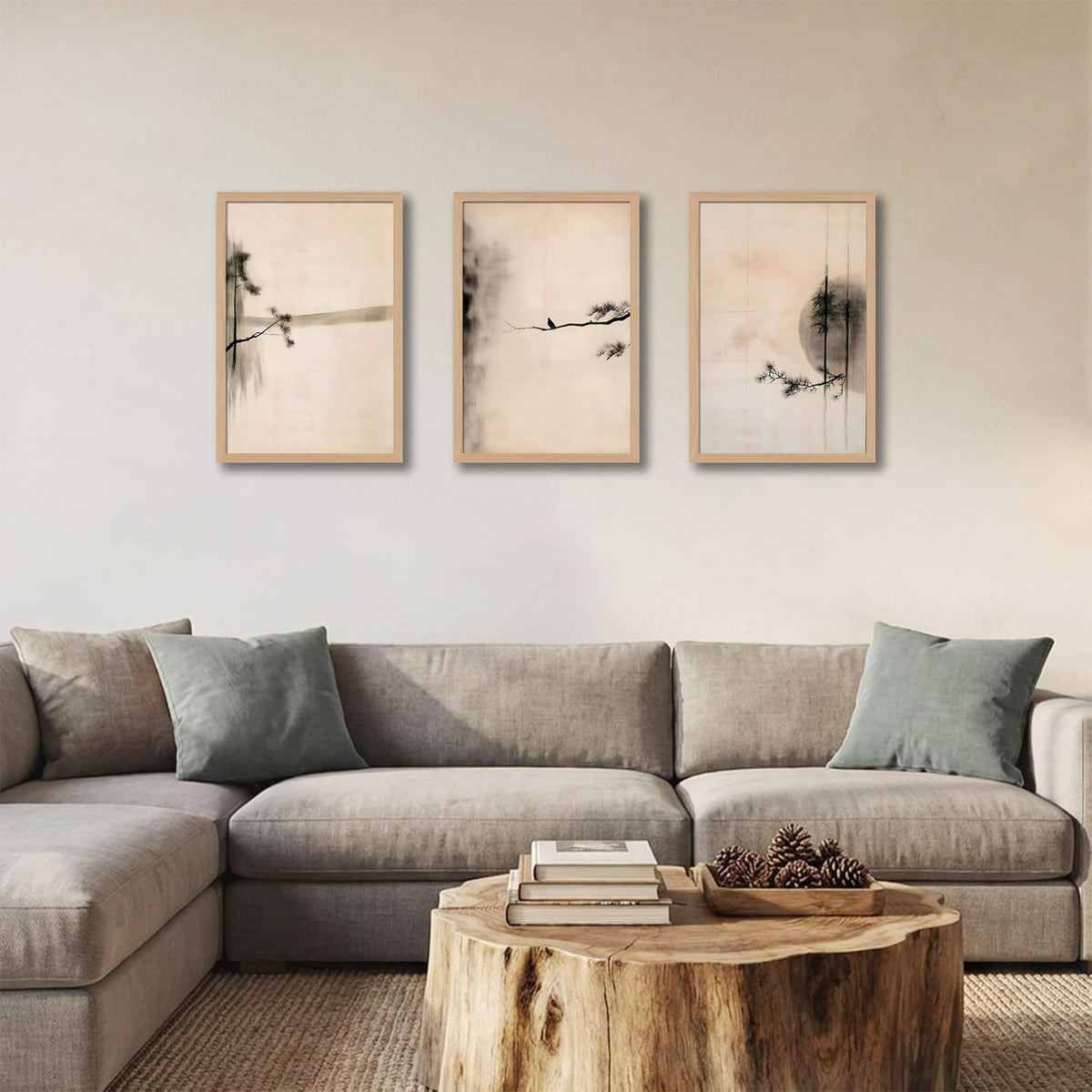 japanese zen wall art set of 3 (smallbirdbranch / 16x24 Inch)