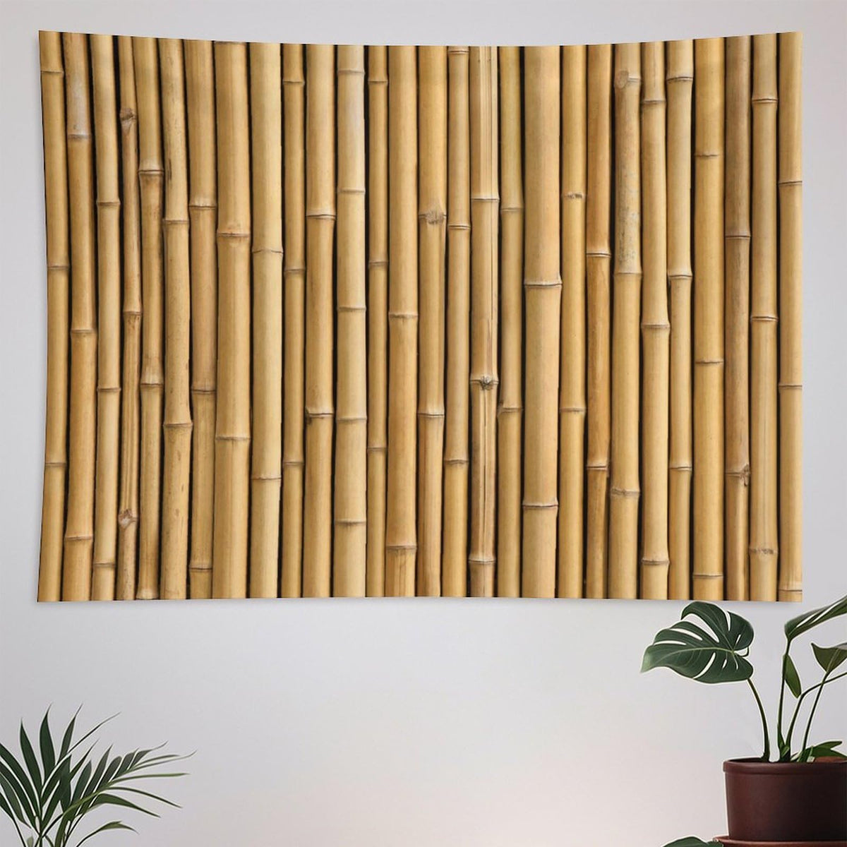 Bamboo Printed Tapestry Wall Hanging Zen Japanese Nature Plant Tapestries Home Decor for Living Room Bedroom Apartment Farmhouse Dorm 60"x90" (60"L x 90"W / Bamboo-11)
