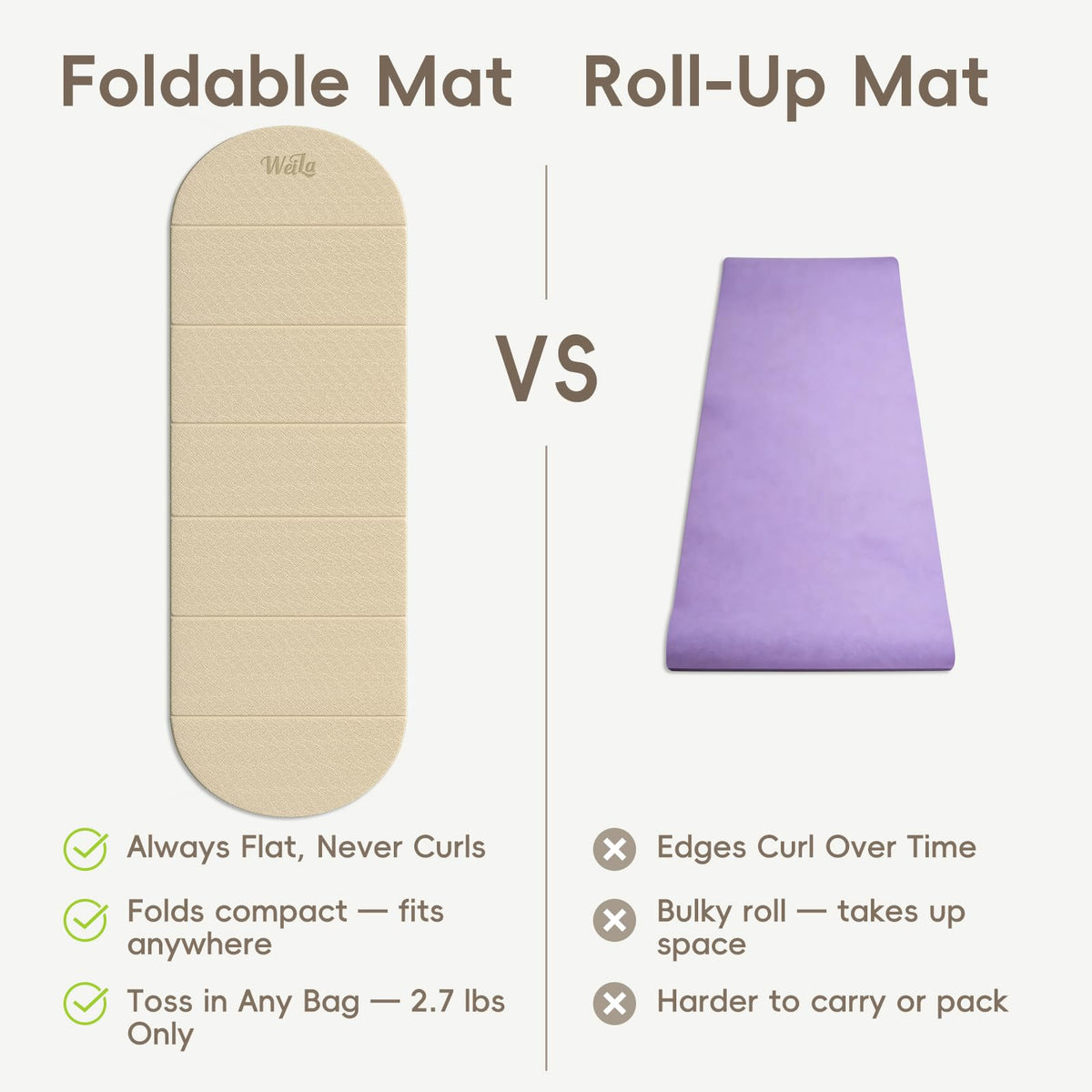 Foldable Yoga Mat (Cream & Matcha Green)