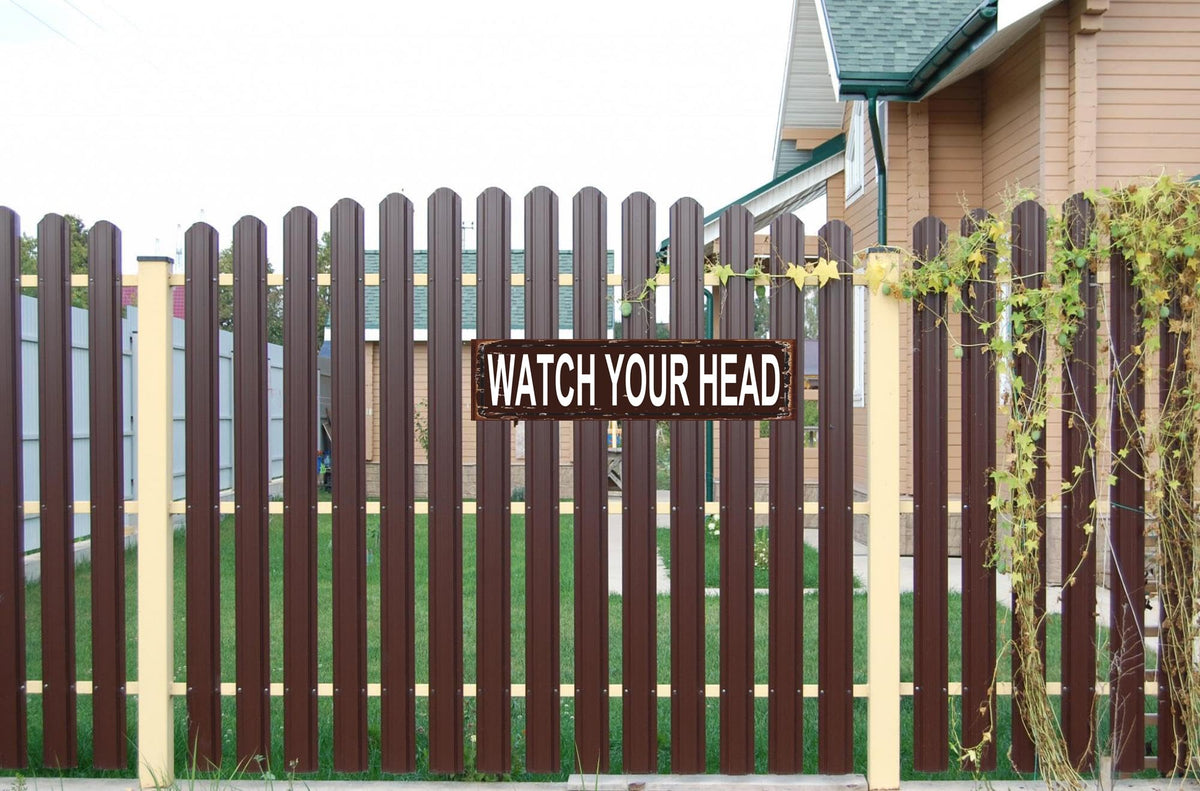 Watch Your Head" Vintage Metal Caution Sign (Watch Your Head / 16 x 4 Inch)
