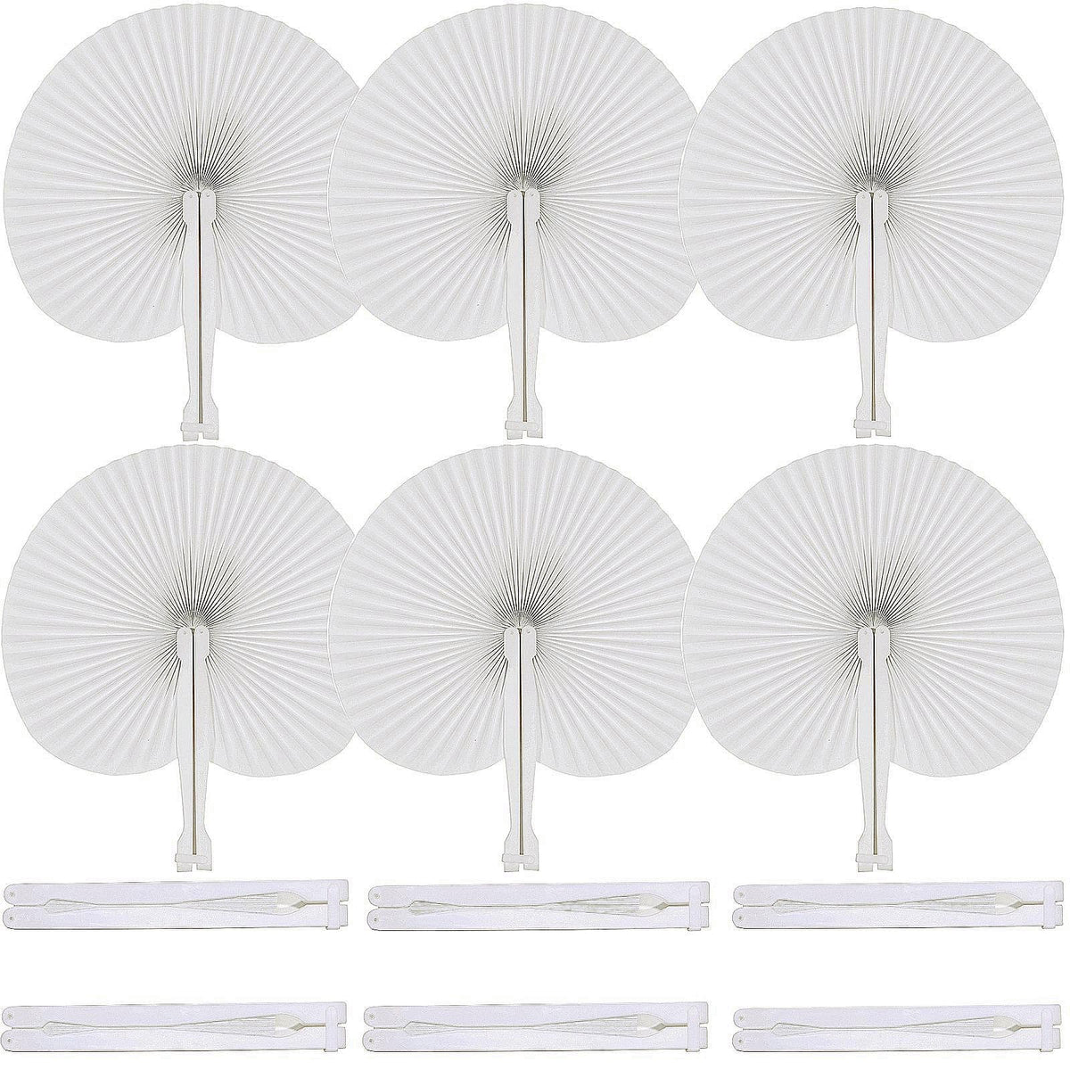 100 Pcs White Round Paper Fans (White Round / 100 PCS)