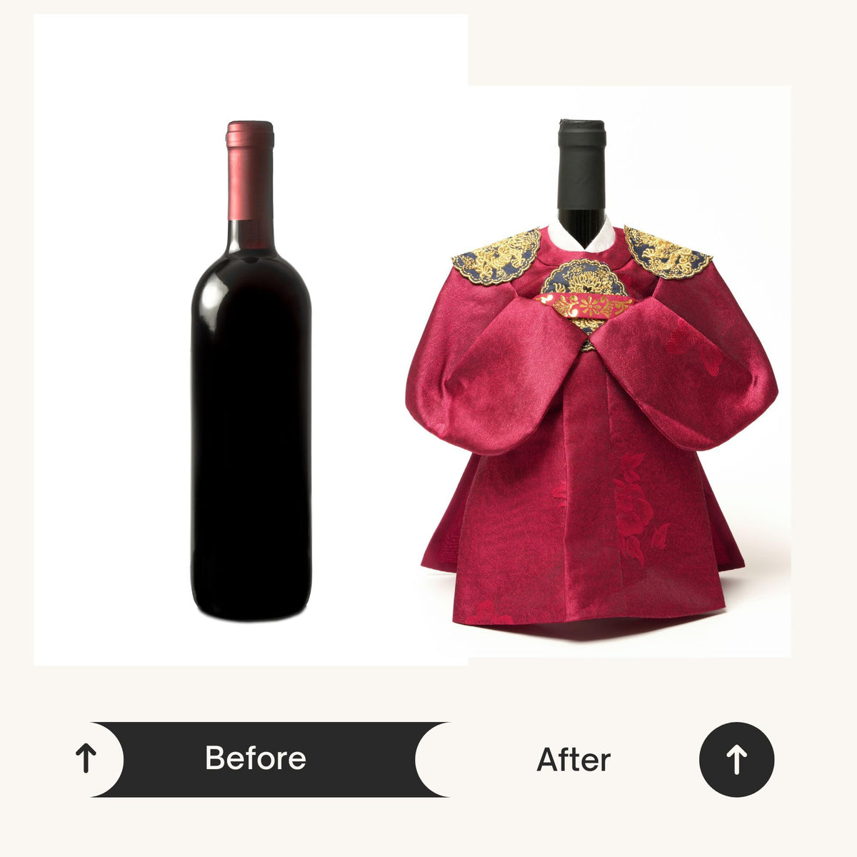 Korean Hanbok Wine Bottle Cover Gift (King/Red)