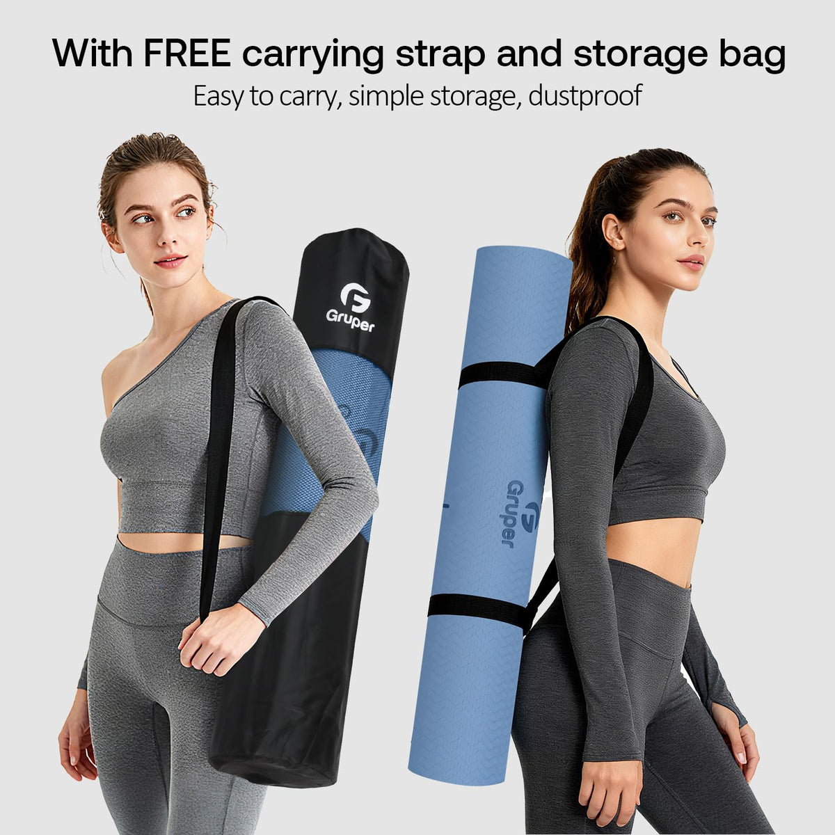 Yoga Mat Non Slip (Blue Black / 0.24*32*72 Inches)