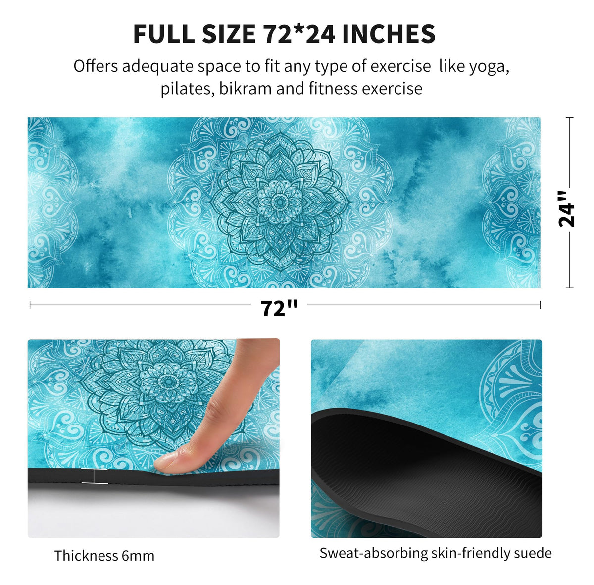 Yoga Mat Print Extra Thick TPE Non Slip Fitness Exercise Mat with Carrying Bag (ManTuoLuo3)