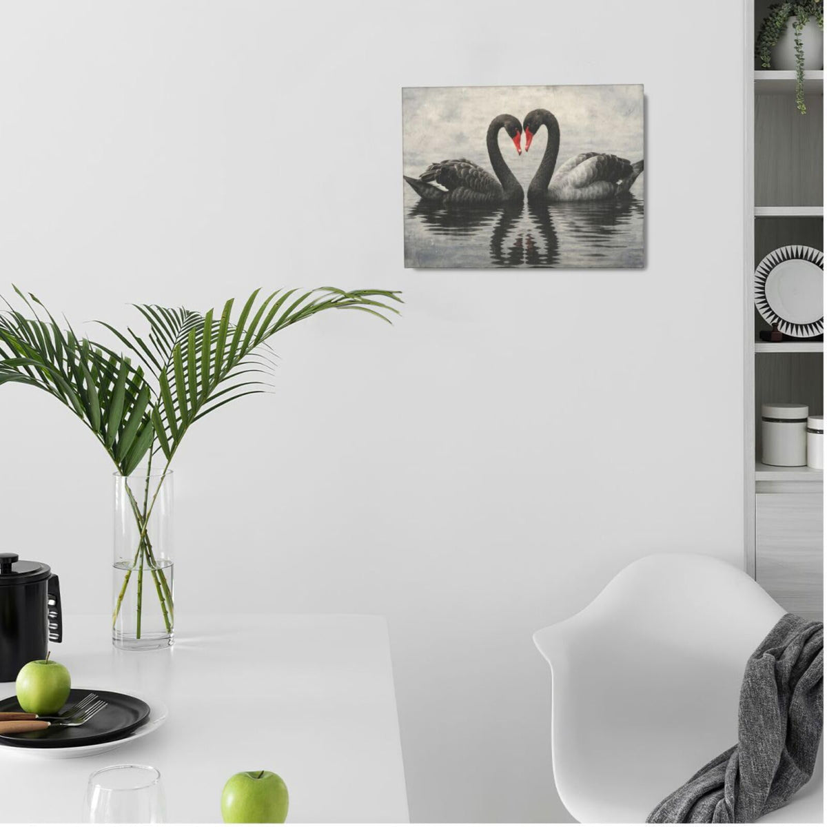 Black Swan Wall Art Vintage Canvas Wall Decor Swan Aesthetics Art Retro Pictures Painting Artwork Framed Decoration for Living Room Bedroom Bathroom Dining Room Office 12"x16" (Swan / 16L"×12W")