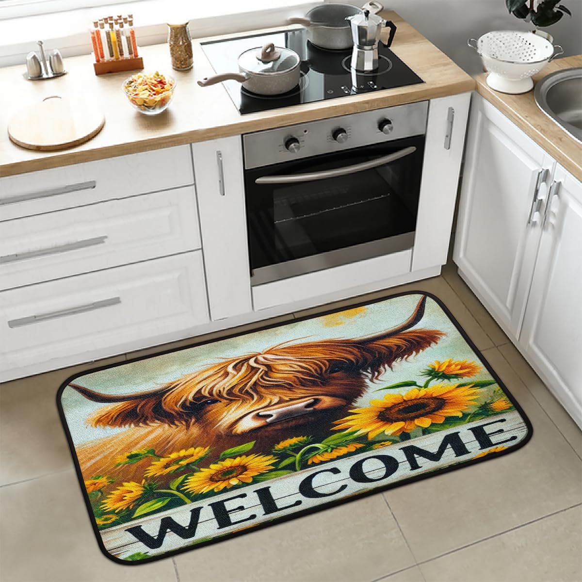 Highland Cow Cute Kitchen Rug Non (Color32)