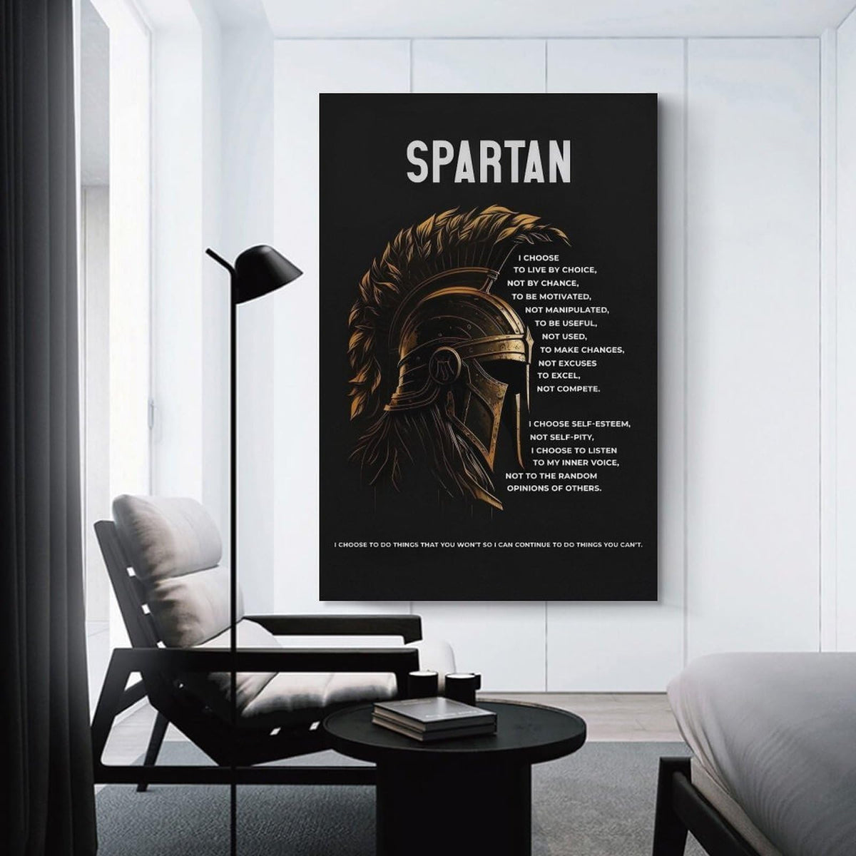 Spartan Quote Motivational Room Aesthetic Canvas Printing Wall Art Prints Wall Decor Posters Black Gold Warrior Helmet Philosophy Modern Home Bedroom Office Gym Decoration 16x24inch (style-18 / 16x24inch(40x60cm) Unframe)