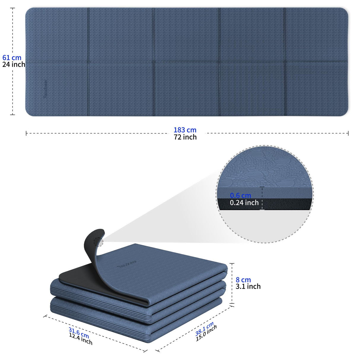 Foldable Yoga Mat (Blue & Black)
