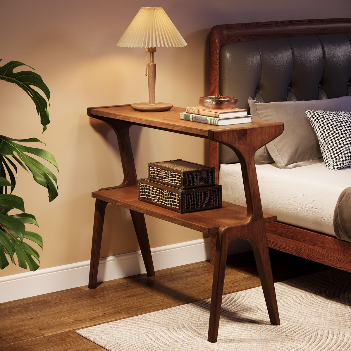 Solid Wood End Table (Rustic Brown)