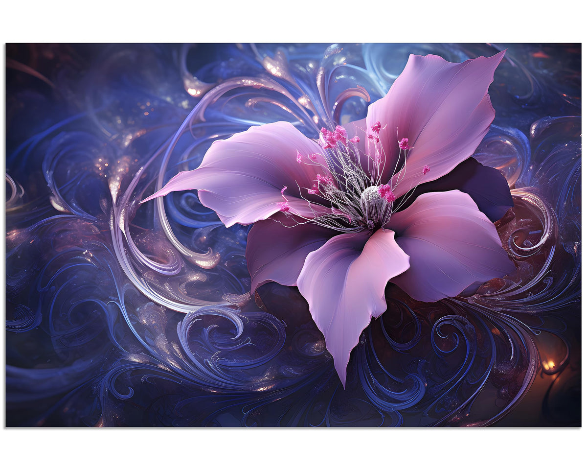 1 Panel Purple Picture Wall Art Purple Canvas Wall Art Abstract Plum Color Flower Print on Canvas Flower Painting for Bedroom Home Decor Living Room Stretched and Framed 30x40 inch (40"L x 30"W / Purple Flower 2)