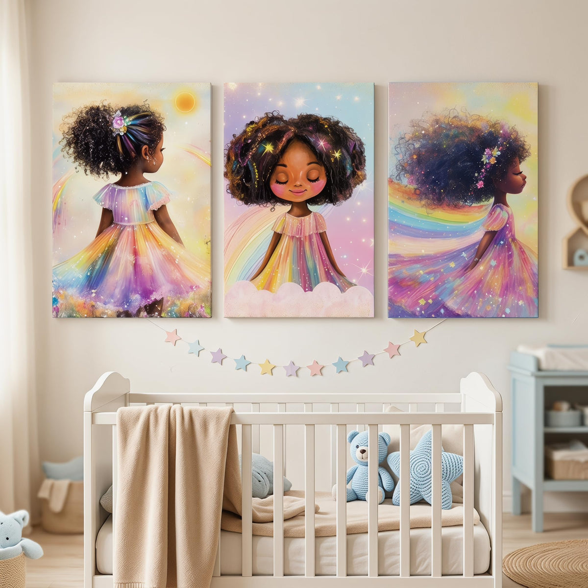 Black Girl Princess Wall Art (Little black girl / Framed16X 24Inches)