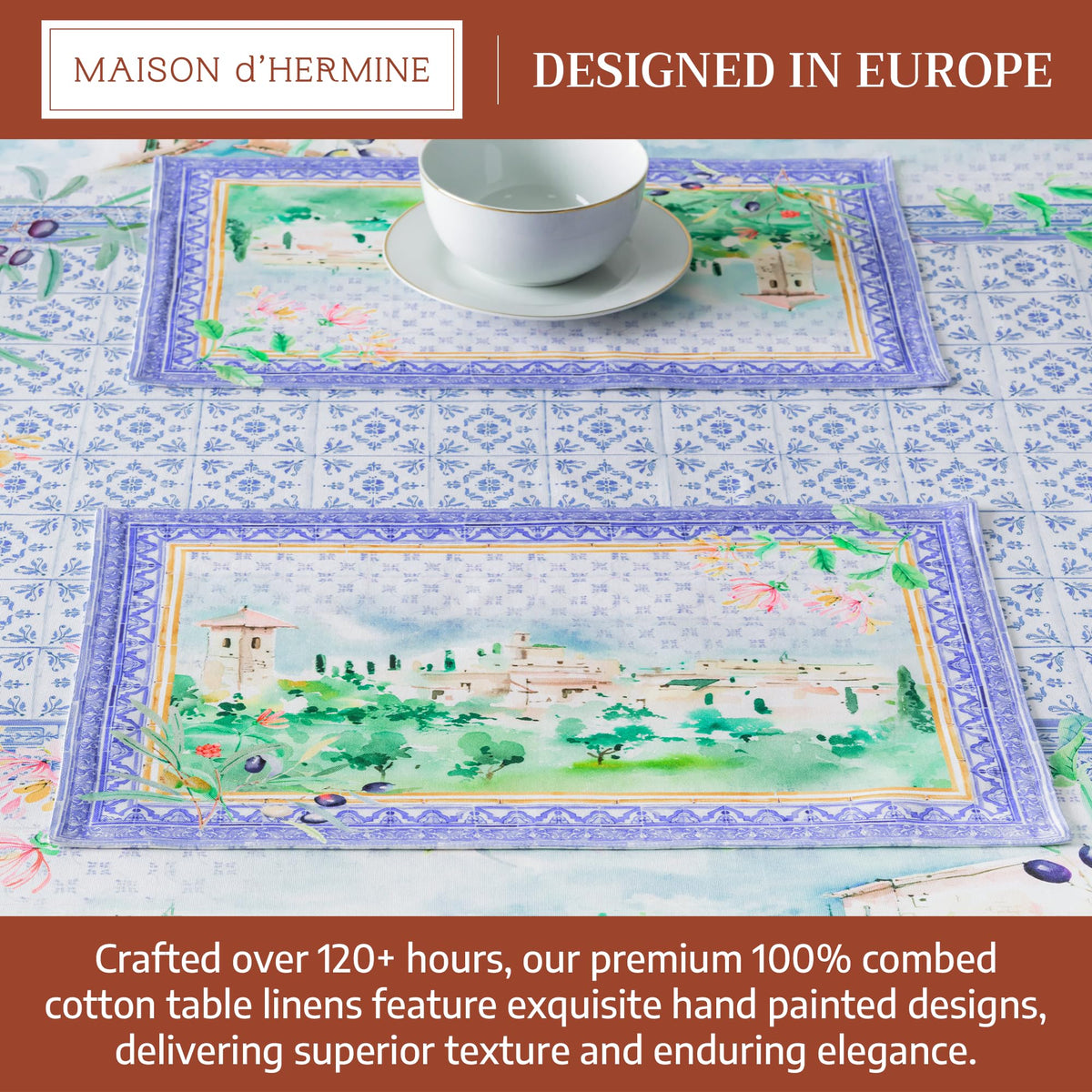 Placemats Set of 4 Reusable 100% Combed Cotton (038 - Luberon / 13" X 19" (Pack of 4))