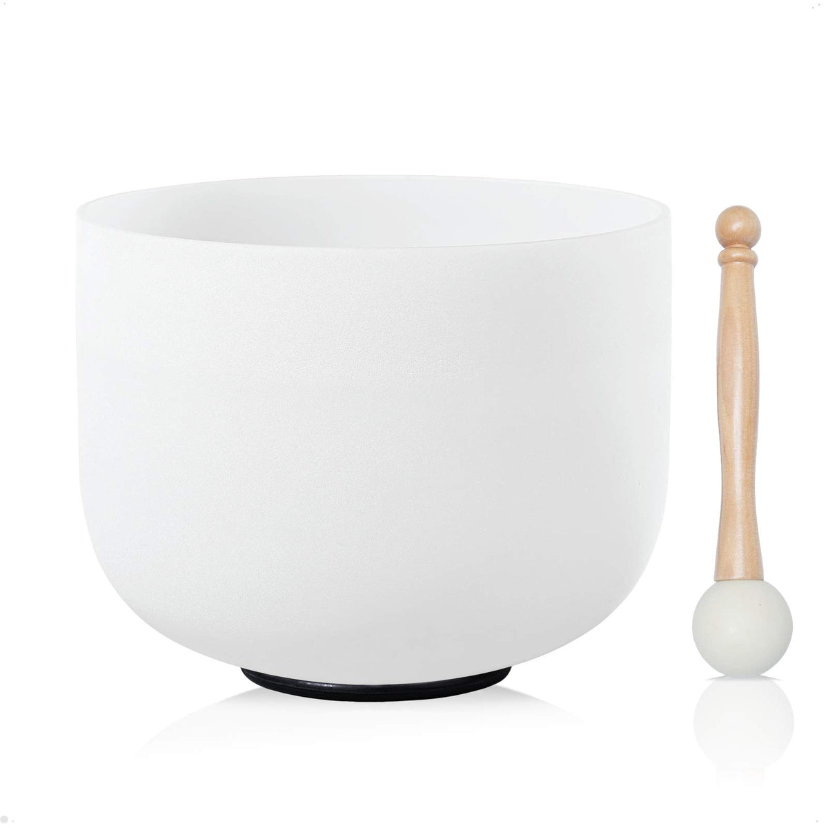 Crystal Singing Bowl White 8 Inch B Note 440HZ Crown Chakra (8 Inch B / white 8B)