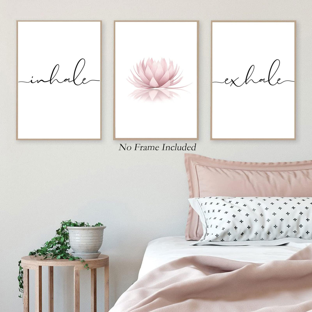 Inhale Exhale Wall Art Zen Canvas Decor Yoga Lotus Wall Art Calming Meditation Artwork Pink Yoga Poster Zen Pictures Painting for Living Room Bedroom 12x16 Inch Unframed Set of 3 (Unframed / Yoga Wall Art / 16"L x 12"W)