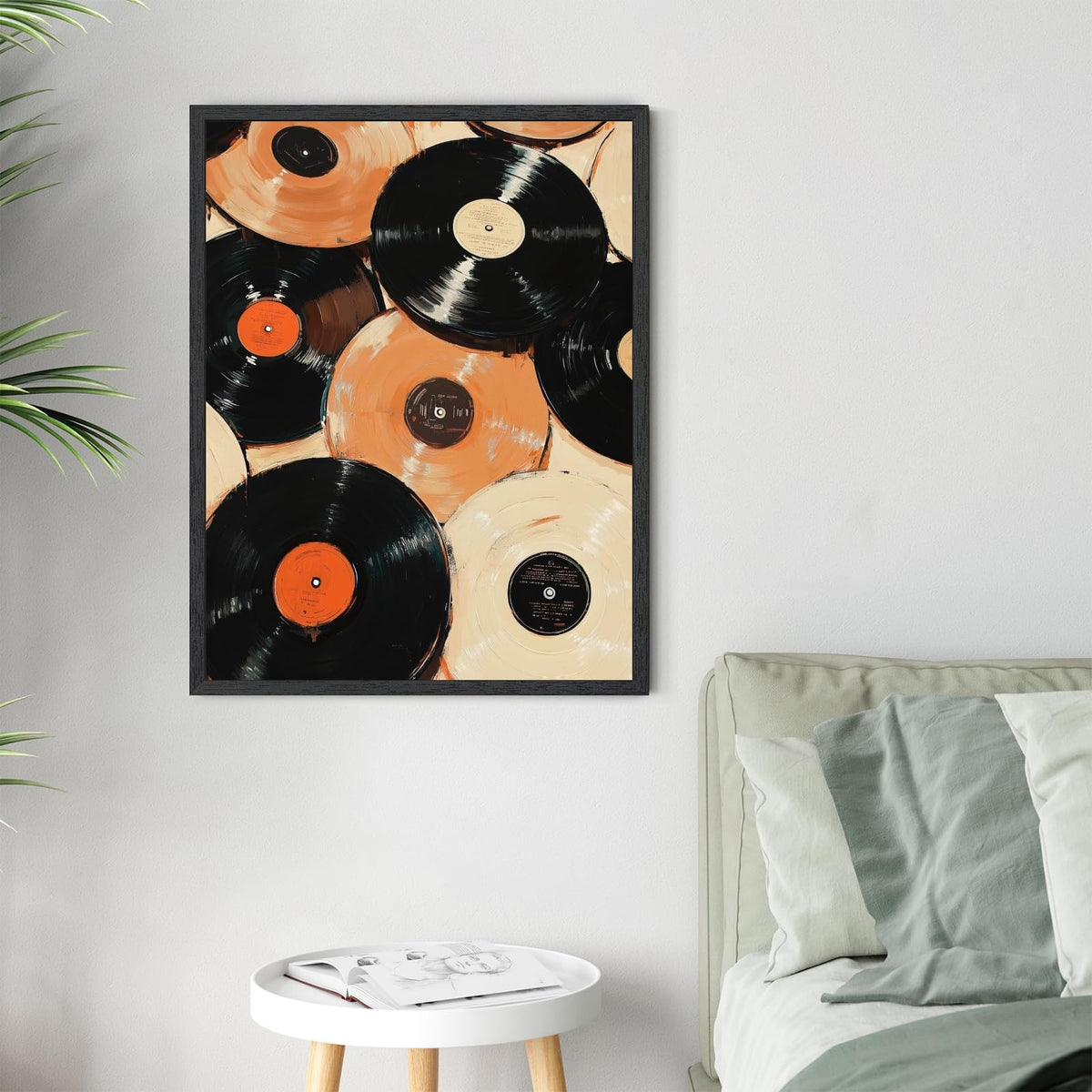 Vintage Record Wall Art Eclectic Wall Decor Retro Music Poster Trendy Vinyl Record Canvas Print Mid Century Music Picture Nostalgic Artwork for Living Room Bedroom Bar 24x36inch Black Frame (24"L x 36"W / style-5 Black Frame)