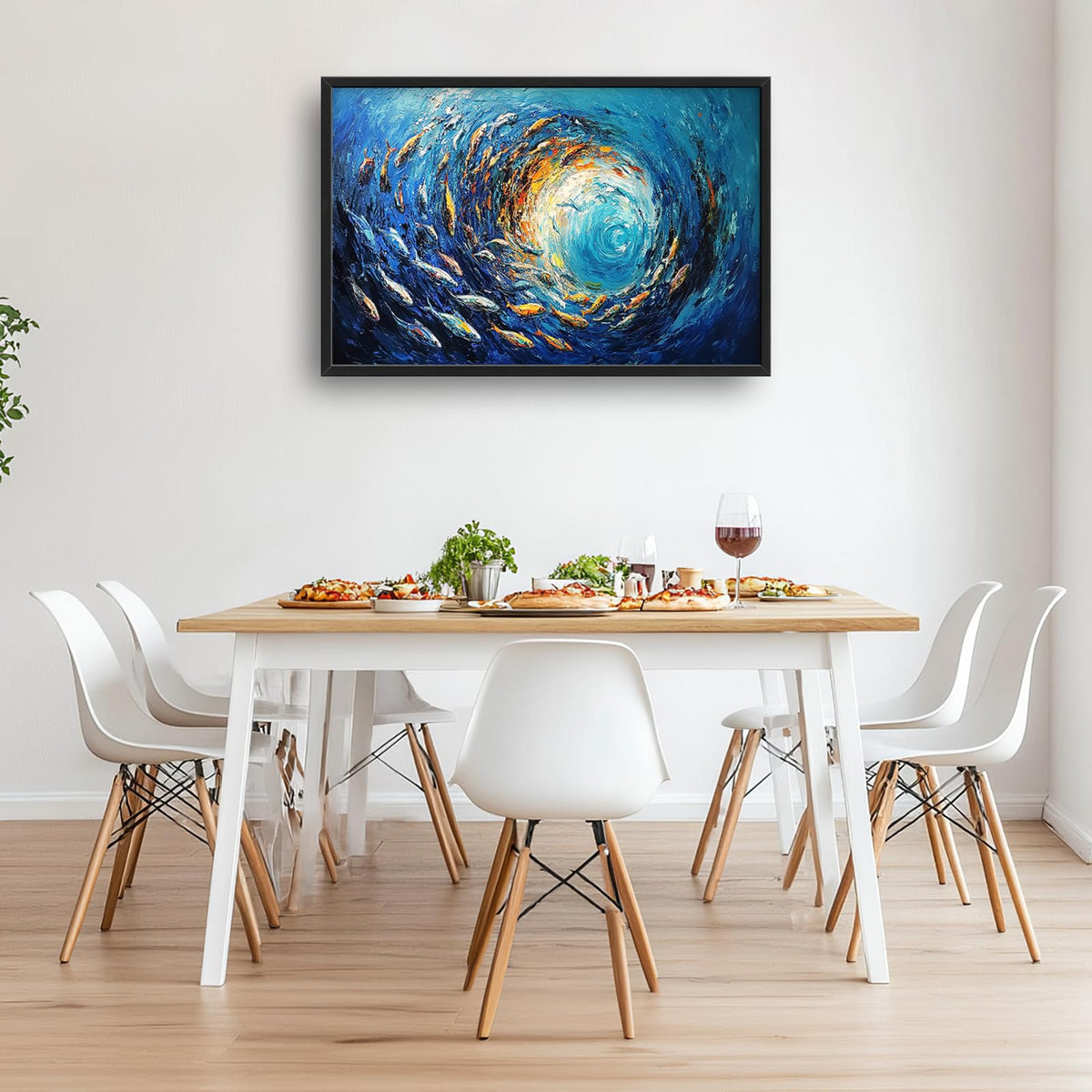 Large Framed Abstract Ocean Fish Wall Art Decor Canvas Print 36" L x 24" W (Ocean Fish / 36"L x 24"W)