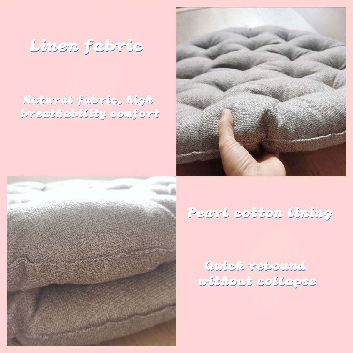 Large Linen Floor Cushions 30inch (30inch / Light Gray)