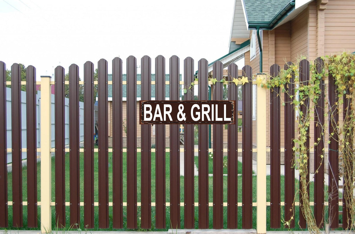 Vintage Bar & Grill Metal Sign (Bar & Grill / 16 x 4 Inch)