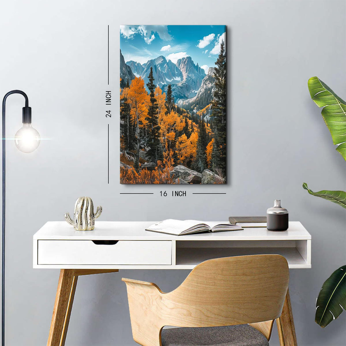 Mountain Wall Art National Park Pictures Bathroom Decor Autumn Forest Landscape Canvas Photo Orange Trees Scenery Painting Nature Artwork for Bedroom Living Room Home Decorations 16x24 (24"L x 16"W / Fall Landscape02)
