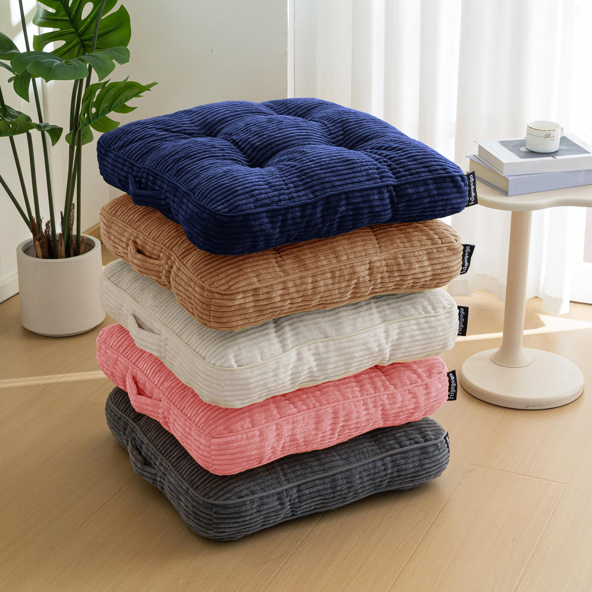 Floor Pillow Cushion for Adults (Square Pink / 4" Thick(Pack of 2))